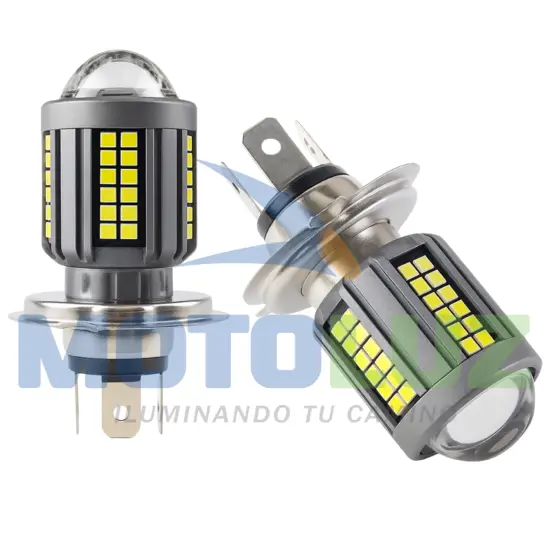 FOCO DELANTERO CAÑON H4 CON MICROLEDS marca MOTOLUZ para moto | Moto Luz Perú