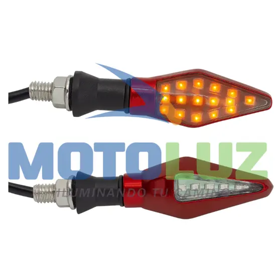 PAR DE DIRECCIONALES GDBS - 005 - ROJO marca MOTOLUZ para moto | Moto Luz Perú