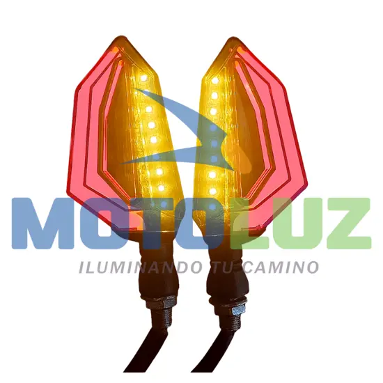 PAR DE DIRECCIONALES ZXD (AMARILLO/ROJO) marca MOTOLUZ para moto | Moto Luz Perú