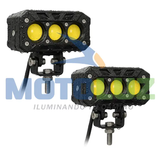 PAR DE EXPLORADORAS 3X3 LUZ ESTITA Y PARPADEANTE AMBAR Y BLANCO MULTIVOLTAJE marca MOTOLUZ para moto | Moto Luz Perú