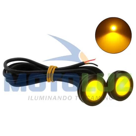 PAR DE OJOS DE ÁGUILA AMBAR LUZ FIJA Y CORTADORA 12 VOLTIOS marca MOTOLUZ para moto | Moto Luz Perú