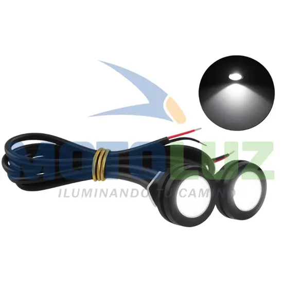 PAR DE OJOS DE ÁGUILA BLANCO LUZ FIJA Y CORTADORA 12 VOLTIOS marca MOTOLUZ para moto | Moto Luz Perú