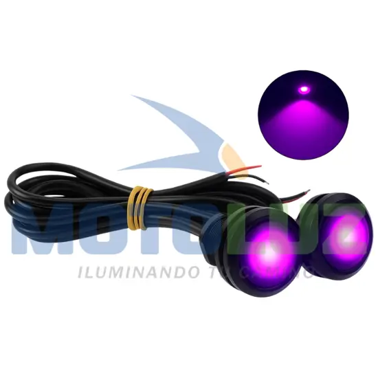 PAR DE OJOS DE ÁGUILA LILA LUZ FIJA Y CORTADORA 12 VOLTIOS marca MOTOLUZ para moto | Moto Luz Perú