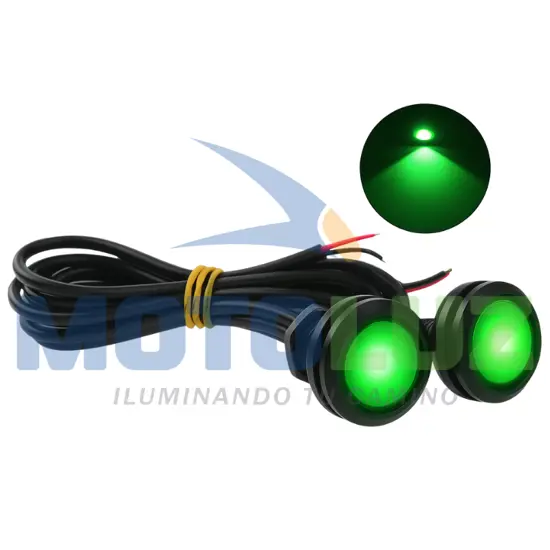 PAR DE OJOS DE ÁGUILA VERDE LUZ FIJA Y CORTADORA 12 VOLTIOS marca MOTOLUZ para moto | Moto Luz Perú