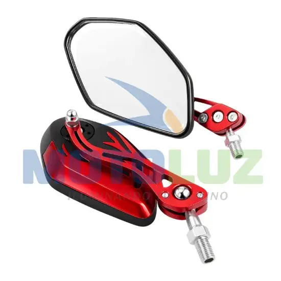 PAR DE ESPEJOS MODELO DRAGON ROJO marca MOTOLUZ para moto | Moto Luz Perú
