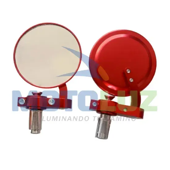 PAR DE ESPEJOS REDONDOS UNIVERSAL PARA TIMÓN - ROJO marca MOTOLUZ para moto | Moto Luz Perú
