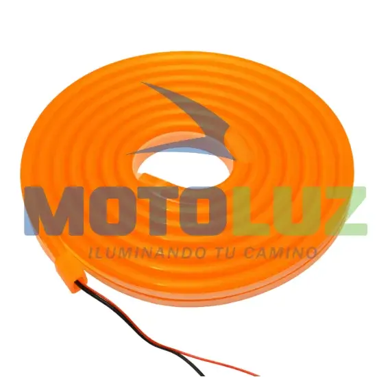 ROLLO DE CINTA NEON DE 5 METROS - NARANJA marca MOTOLUZ para moto | Moto Luz Perú