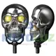 Vista 1 de PAR DE CALAVERAS PESADAS- PLATEADO (LUZ BLANCA Y AMBAR) 3 CABLES - MULTIVOLTAJE | Moto Luz Perú
